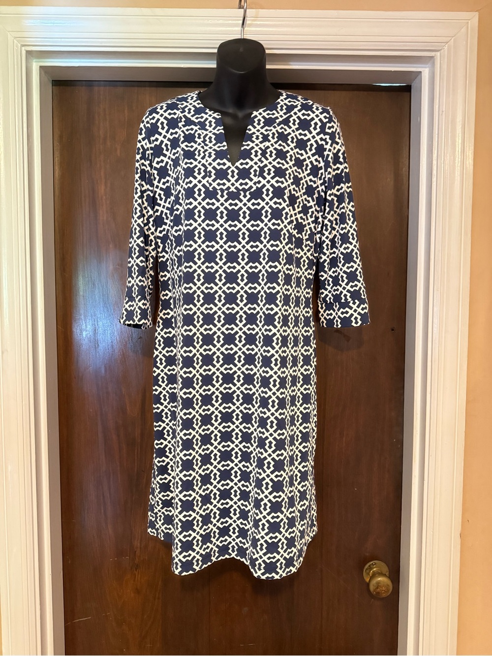 Katherine Way Blue and White Dress - Size M